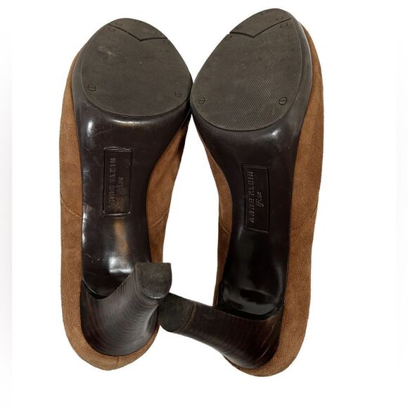 Anne Klein Light Brown Suede Leather zipper Lace Up Ankle Booties With Heels - Picture 8 of 12